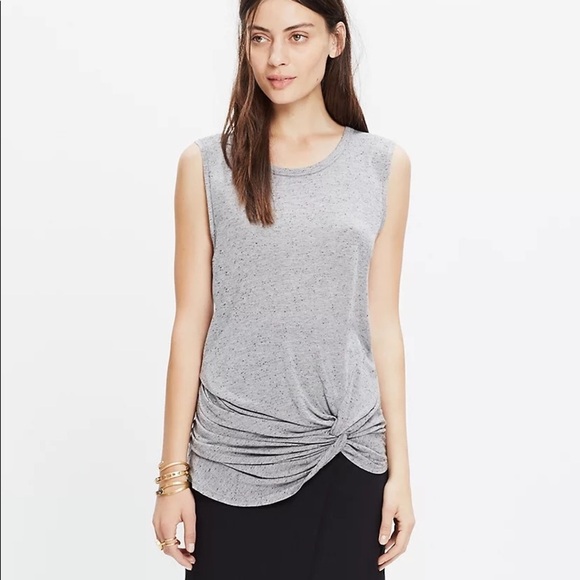 Madewell • bundle 2 tanks knit sleeveless grey white muscle twist linen viscose - Picture 7 of 12